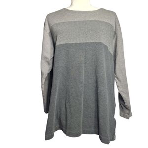 Bechamel Womens Gray Colorblock Cotton Sweater 3/4 Casual Cozy Comfort Sleeve XL
